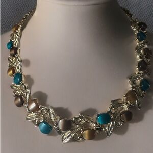 Vintage Moon Glow Gold Leaf Necklace 18 inch